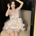 Mesh lace pajamas V-neck skirt   HA1956