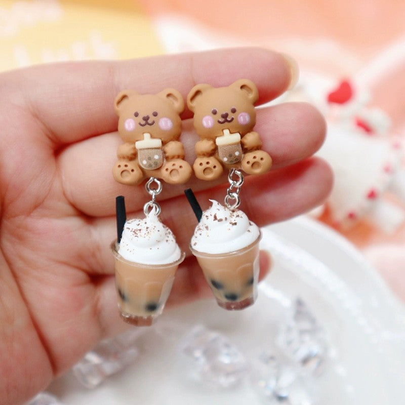 Bear Strawberry Bunny Sterling Silver Earrings   HA2032