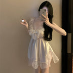 Mesh lace pajamas V-neck skirt   HA1956