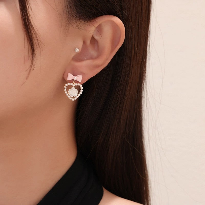 Pearl bow earrings   HA1797