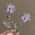 Purple Mineral Rose Earrings   HA1791