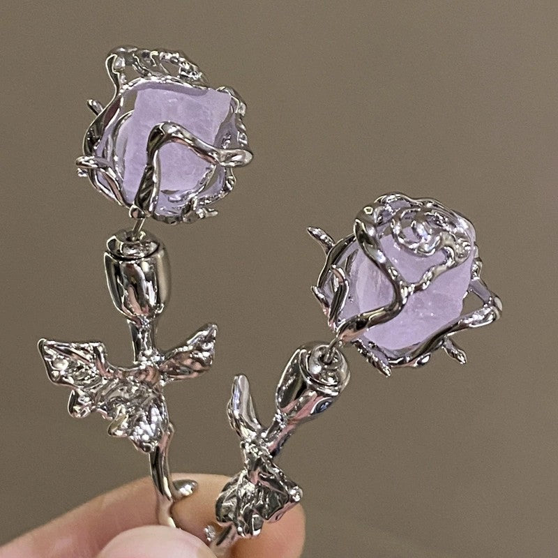 Purple Mineral Rose Earrings   HA1791