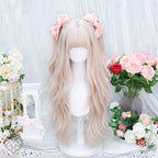 Pink natural long curly wig   HA1835
