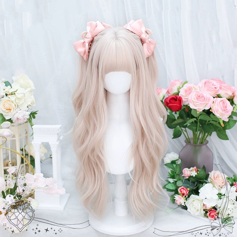 Pink natural long curly wig   HA1835