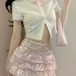 Pink Sequin Low Waist Cake Dress   HA1911