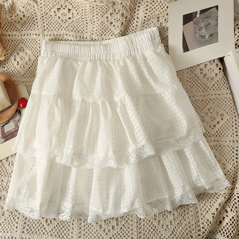 Sweet Lace Check Skirt  HA1858