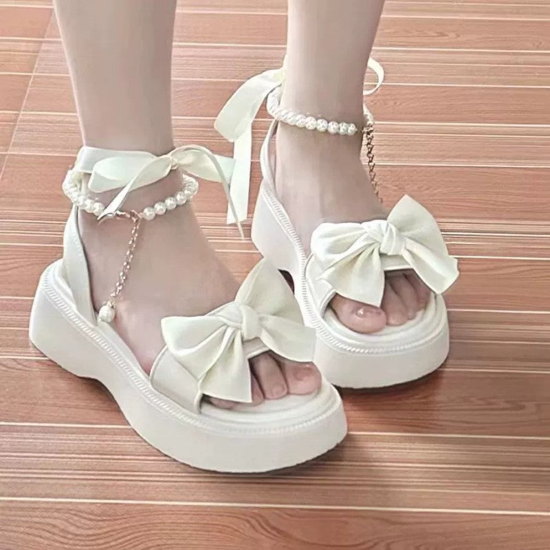 Bow net red platform Roman shoes   HA2106