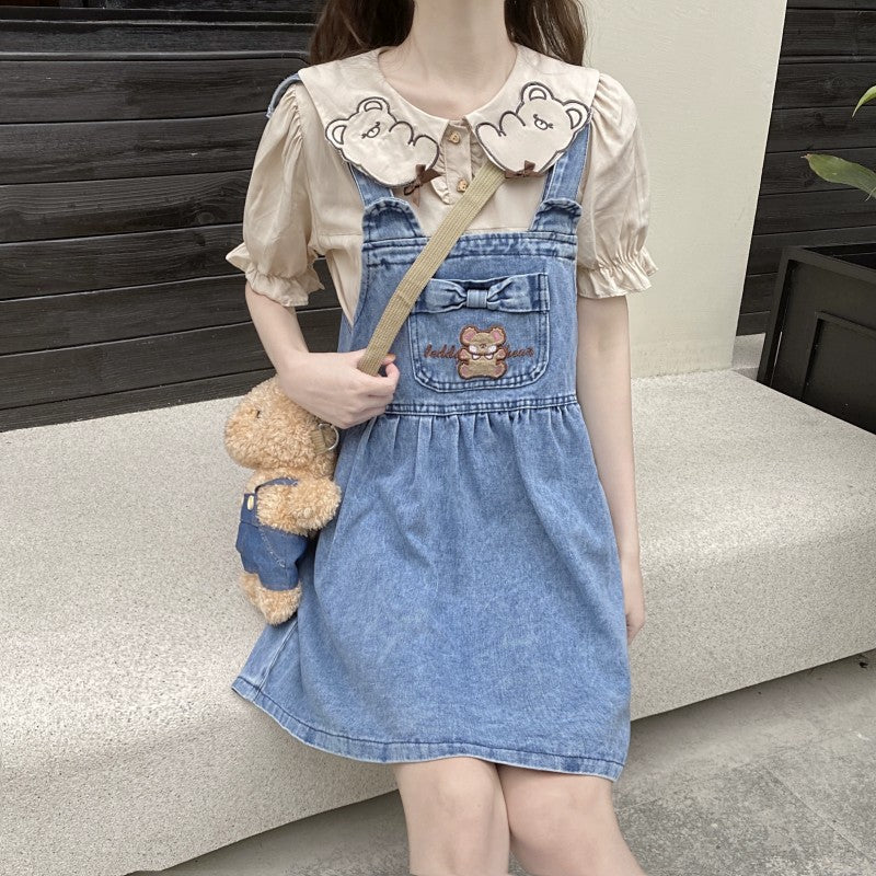 Cute denim slimming strap dress   HA2035