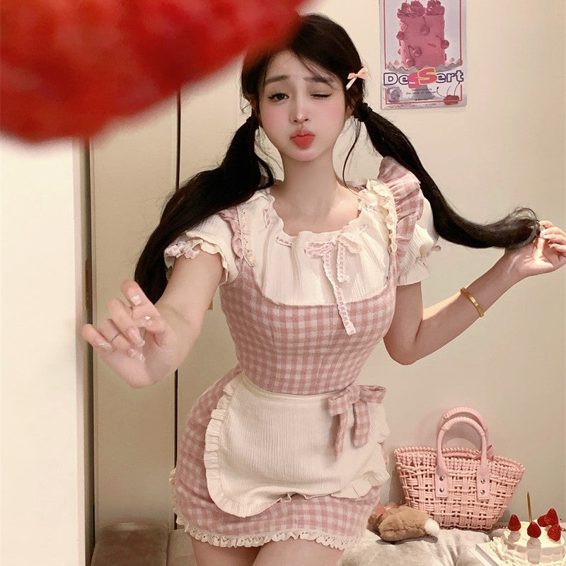 Sweet Plaid Sling Dress   HA1945