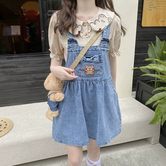 Cute denim slimming strap dress   HA2035