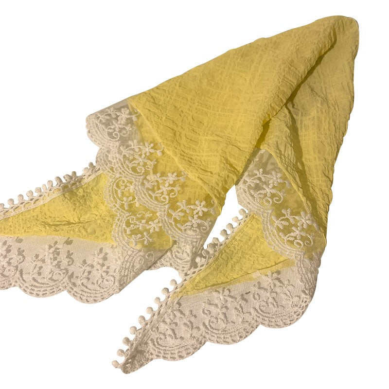 Pink lace flower triangle scarf   HA1874
