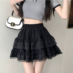 White Mesh Puff Skirt    HA1949