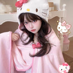 Pink kitty cat ~ shawl blanket   HA1859