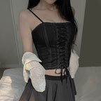 Cross tie heart lace top   HA2100