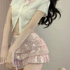 Pink Sequin Low Waist Cake Dress   HA1911