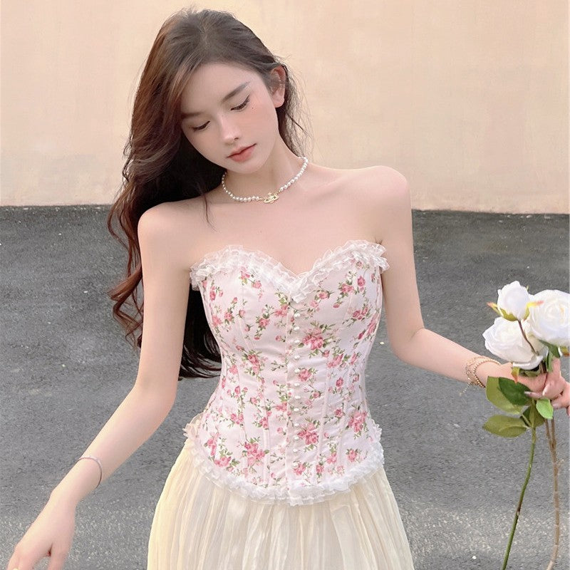 Slim Fit Sweet Floral Tube Top   HA1902