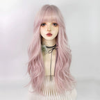 Pink long curly hair big wave wig   HA1976
