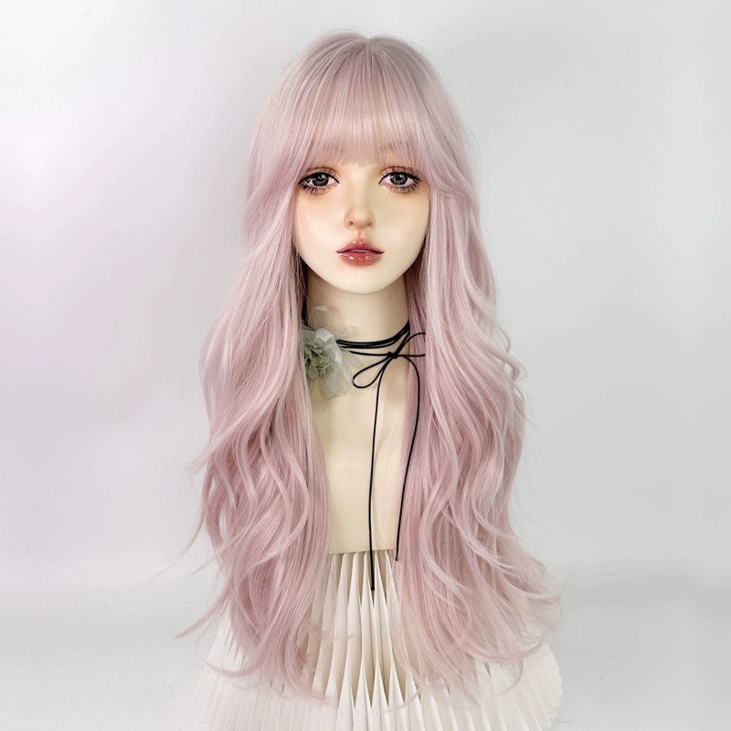 Pink long curly hair big wave wig   HA1976