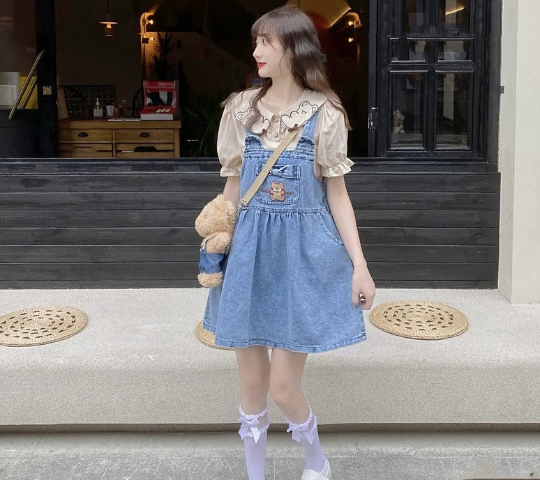 Cute denim slimming strap dress   HA2035