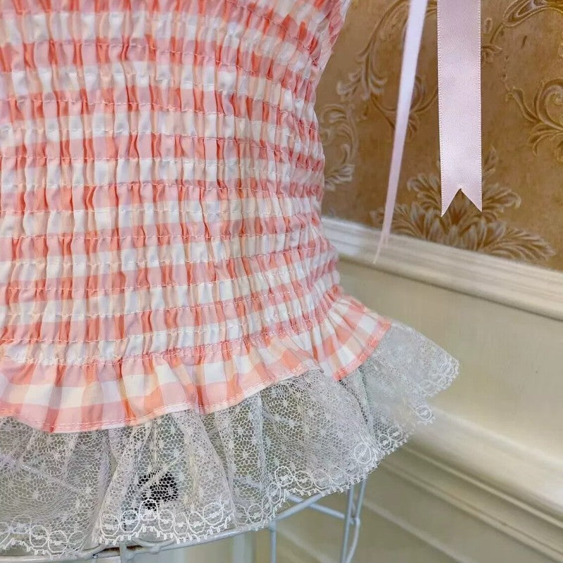 Plaid Bow Heart Tank Top   HA1822