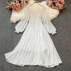 White fairy style a line dress   HA1838