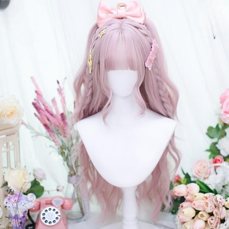 Peach bobo powder long wig   HA2184