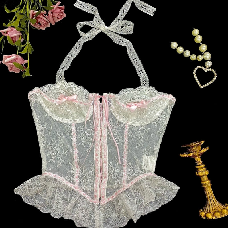 Sweet Lace-Up Bow Vest HA2164