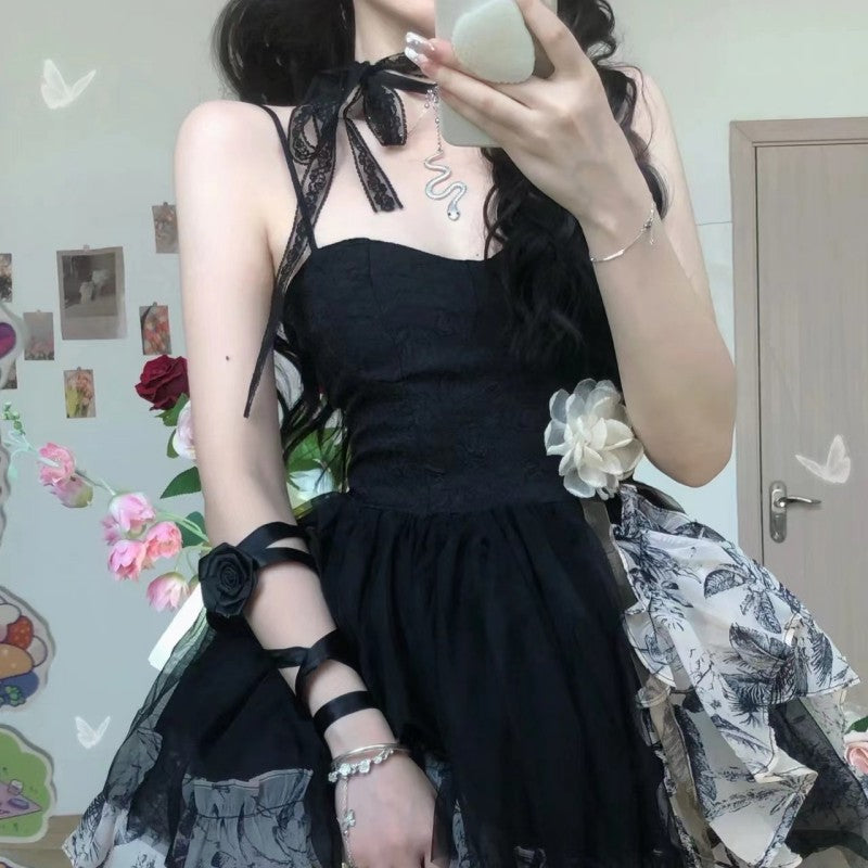Pleated Ink Floral Dress   HA1746