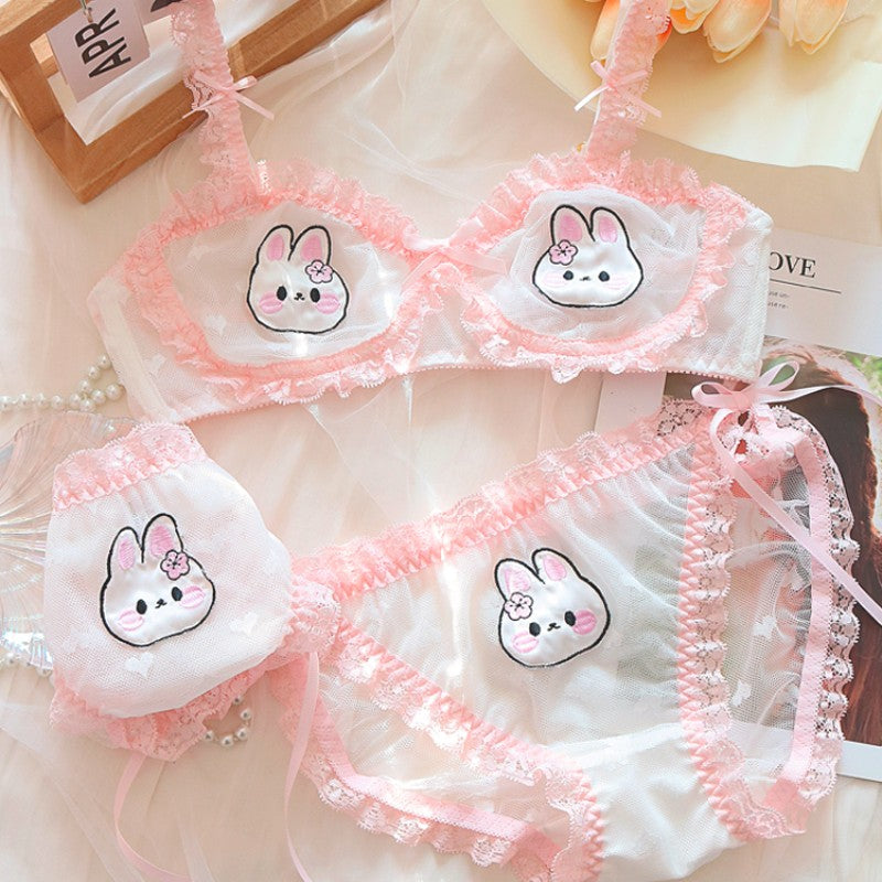 Rabbit Embroidered Lingerie Set   HA2105