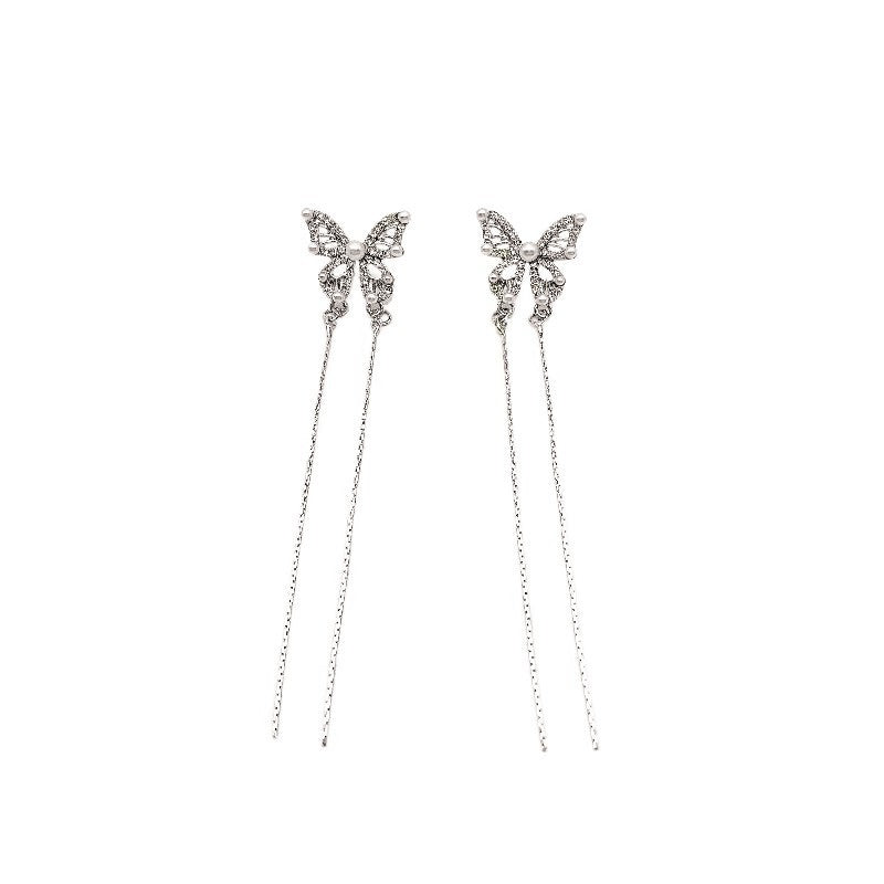 Butterfly Long Tassel Chain Earrings   HA1882