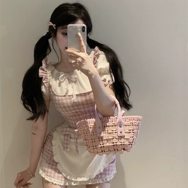 Sweet Plaid Sling Dress   HA1945