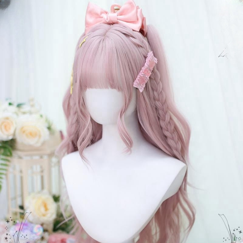 Peach bobo powder long wig   HA2184