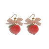 Big Pink Bow Strawberry Earrings   HA1969