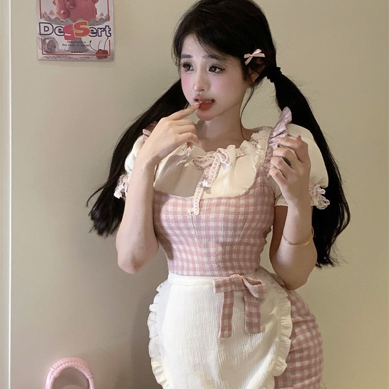 Sweet Plaid Sling Dress   HA1945