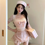 Sweet bow stitching pink T-shirt   HA1868