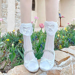 White Bow Lace Socks   HA1947