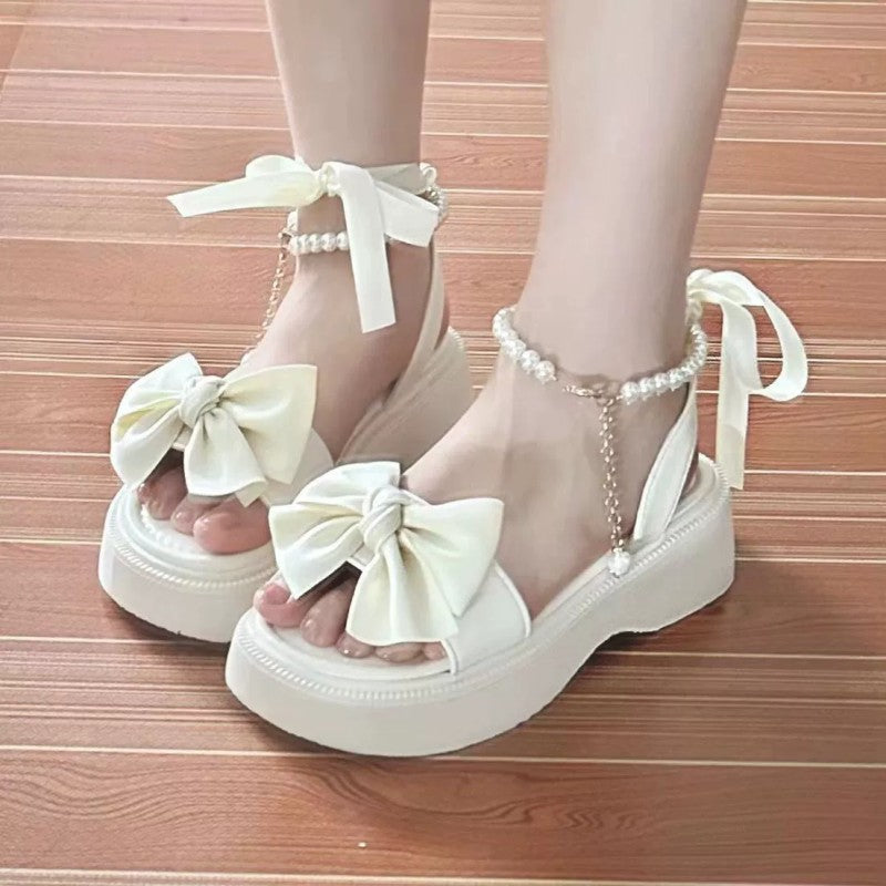 Bow net red platform Roman shoes   HA2106