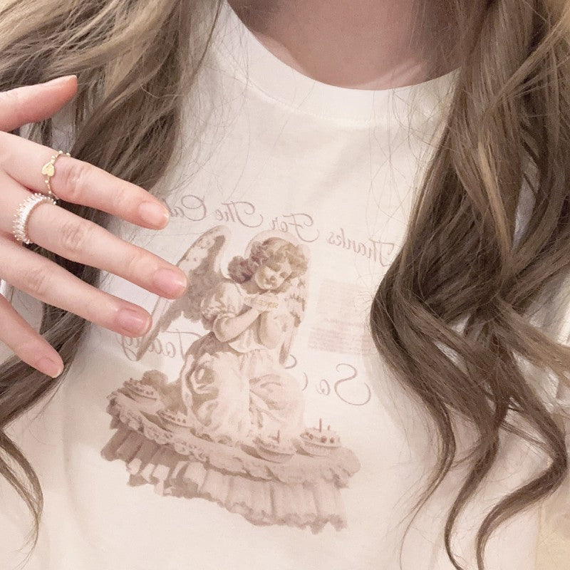 Praying Angel Cutout Collar Tank Top   HA1967
