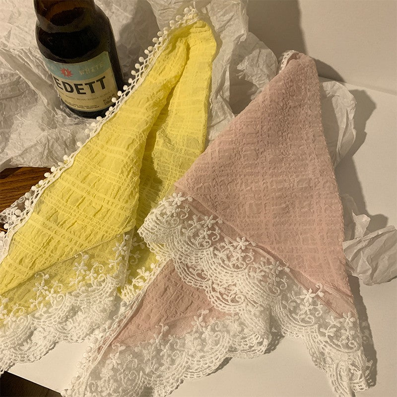 Pink lace flower triangle scarf   HA1874