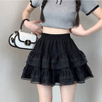 White Mesh Puff Skirt    HA1949