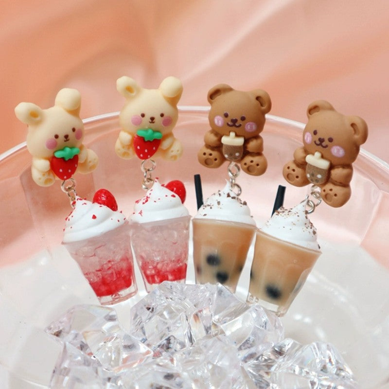 Bear Strawberry Bunny Sterling Silver Earrings   HA2032