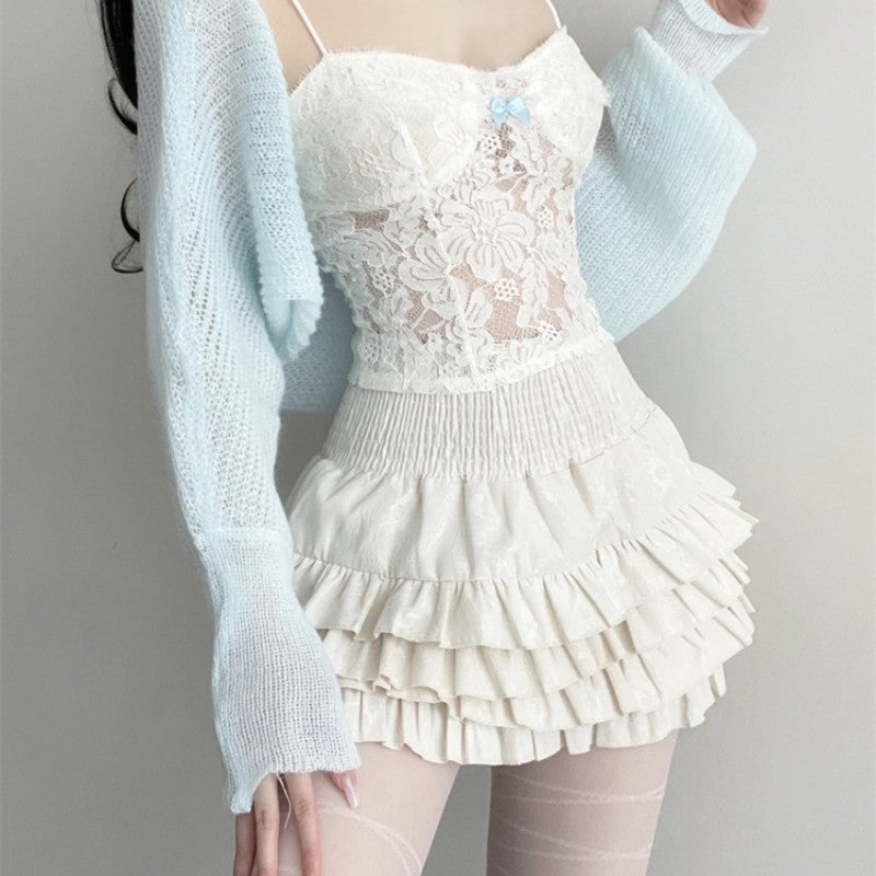 Apricot Pleated Cake Dress  HA2126