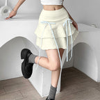 Cute soft girl cream color high waist skirt   HA1877