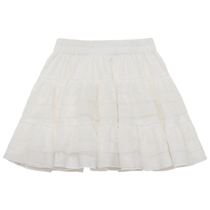White Mesh Puff Skirt    HA1949