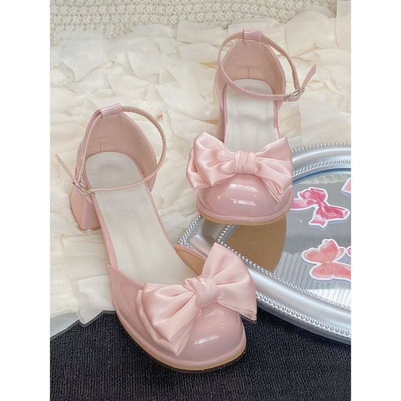 Sweet Bow Chunky Heel Mary Jane Shoes    HA1938