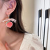 Big Pink Bow Strawberry Earrings   HA1969