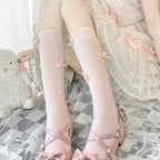 Pearl Bow Ballerina Calf Socks   HA1951