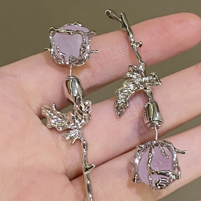 Purple Mineral Rose Earrings   HA1791