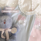 Sweet girl powder blue printed skirt T-shirt   HA1864