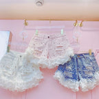 Chiffon lace ripped jeans   HA1840